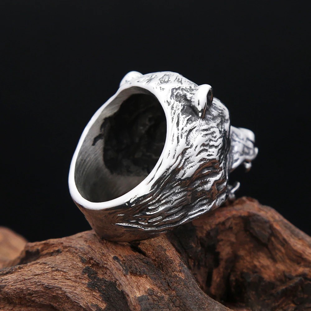 Roaring Bear Head Ring Stainless Steel Ring