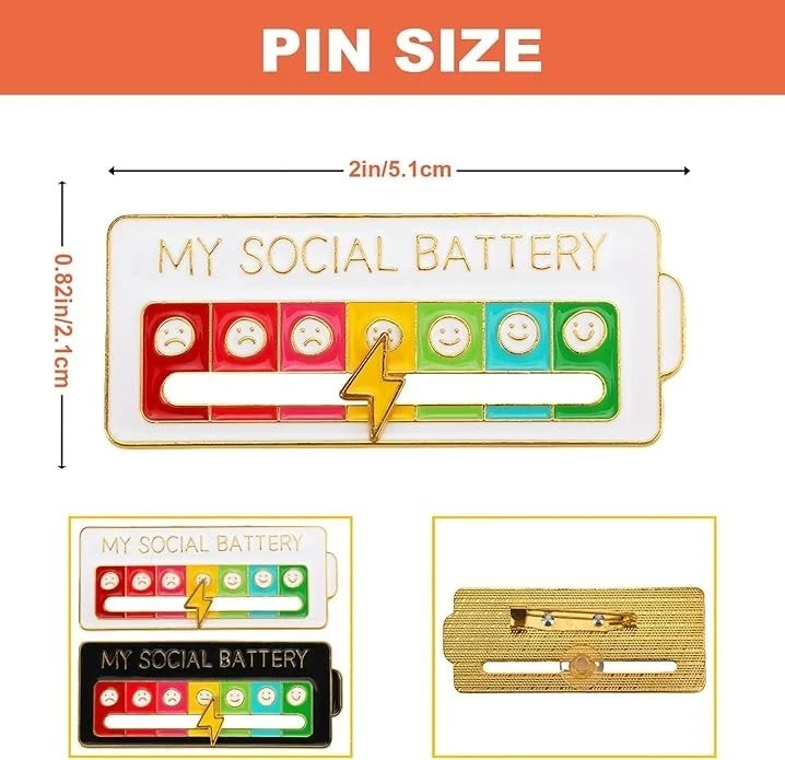 My Social Battery Interactive Mood Enamel Pin-3pcs
