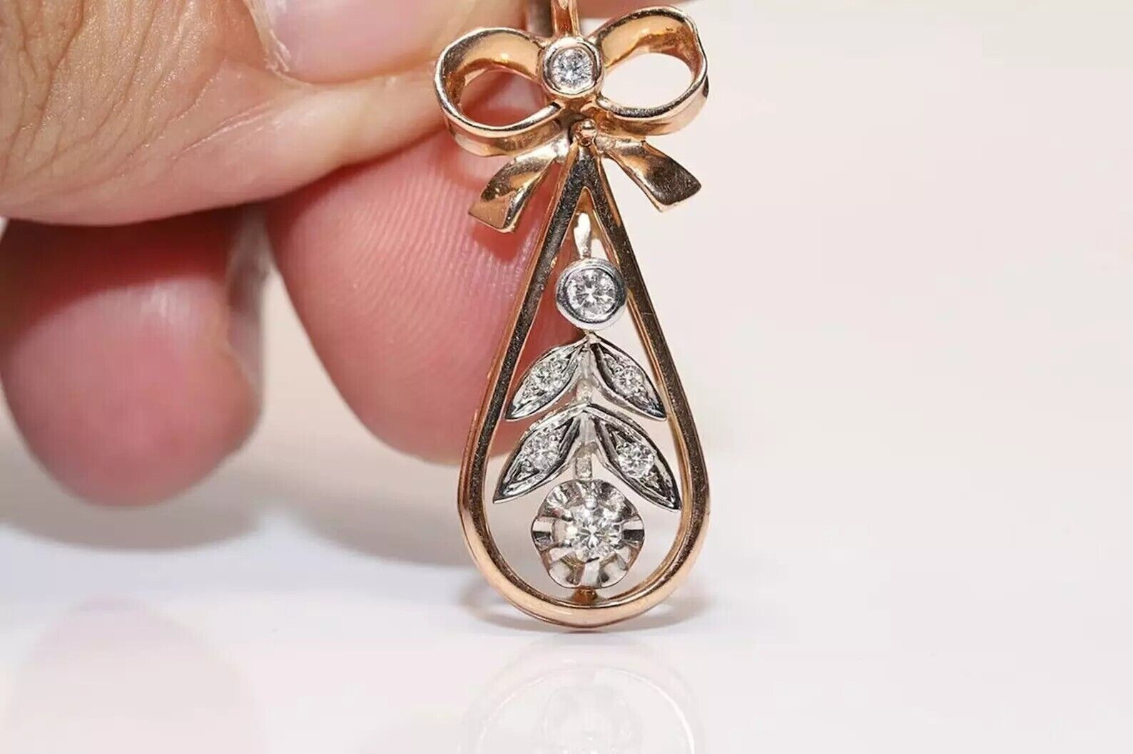 Round Cut Simulated Diamond Drop/Dangle Earring 14K Rose Gold Plated Silver