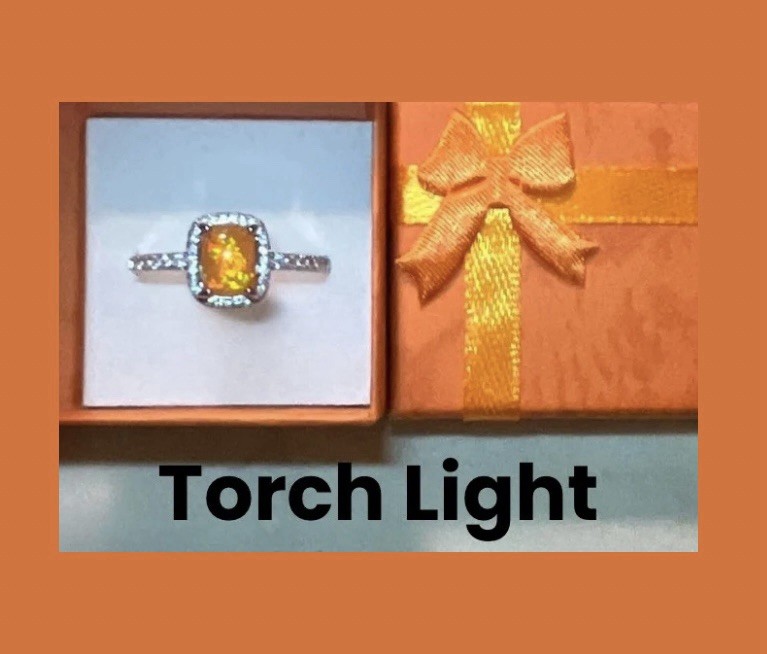 Gorgeous Orange Fire Opal CZ Halo Square Ring Size 9
