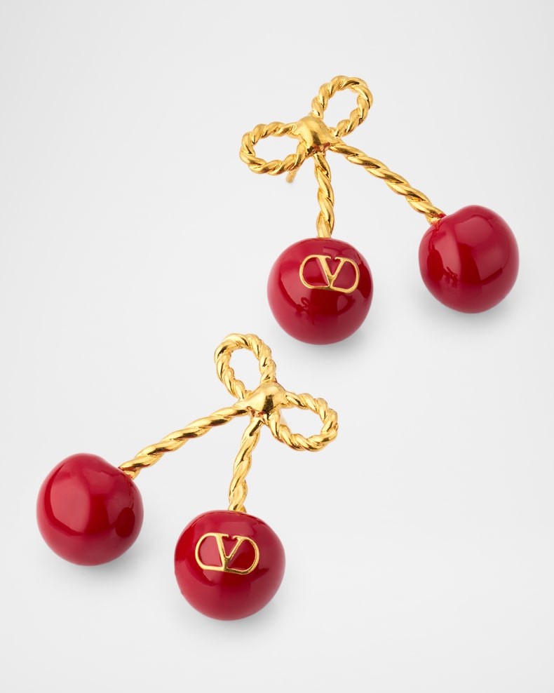 Valentino Cherryfic Metal and Enamel Earrings