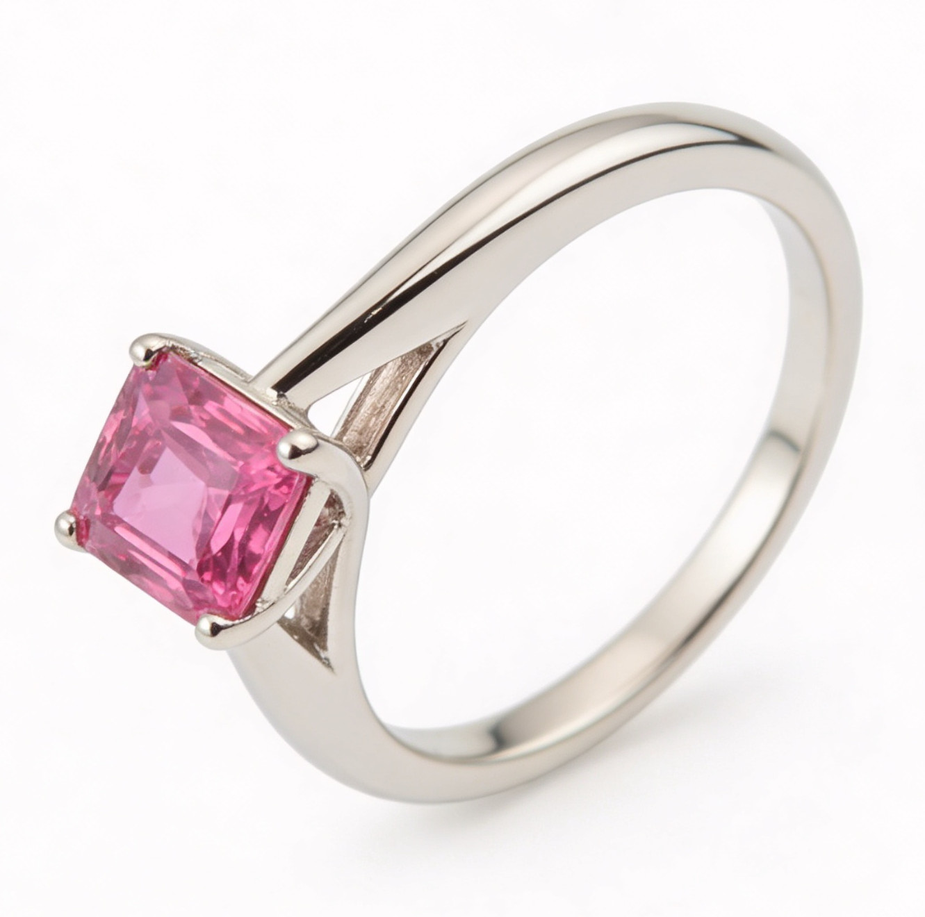 Elegant Simulated Pink Tourmaline Engagement Ring 925 Sterling Silver All Sizes