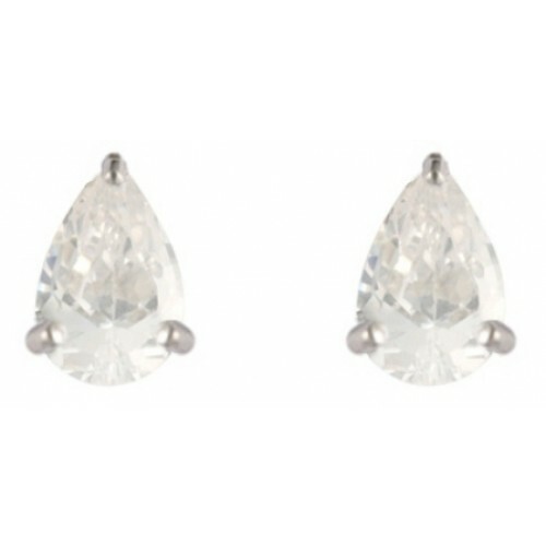 925 Sterling Silver Clear White CZ Pearshape Pendant Earring Set