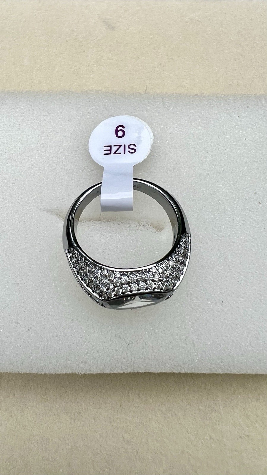 Bomb Party SZ 9 Ring “An Ocean Of Glam” Diamond CZ Hematite Plating