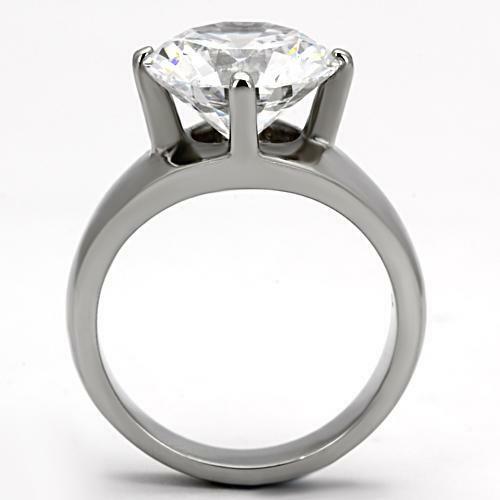TK999 – High polished (no plating) Stainless Steel Ring with AAA Grade CZ in