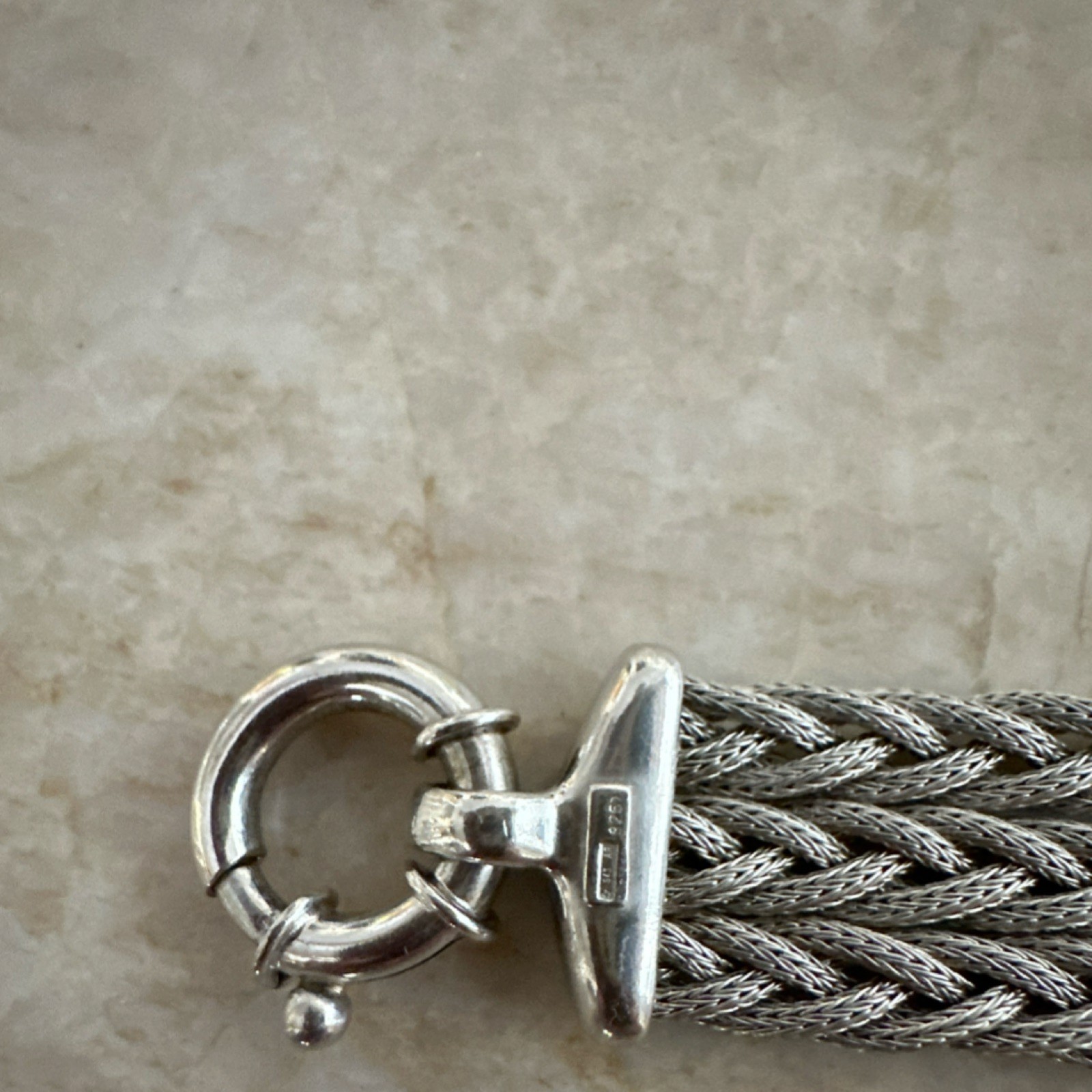 Silver Spiga/Wheat Chain Bracelet, Spring Ring Clasp, No Stone