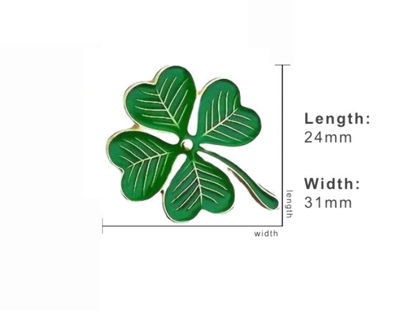 Green Shamrock 4 Leaf Clover Pin – Irish Good Luck for St. Patrick’s Day
