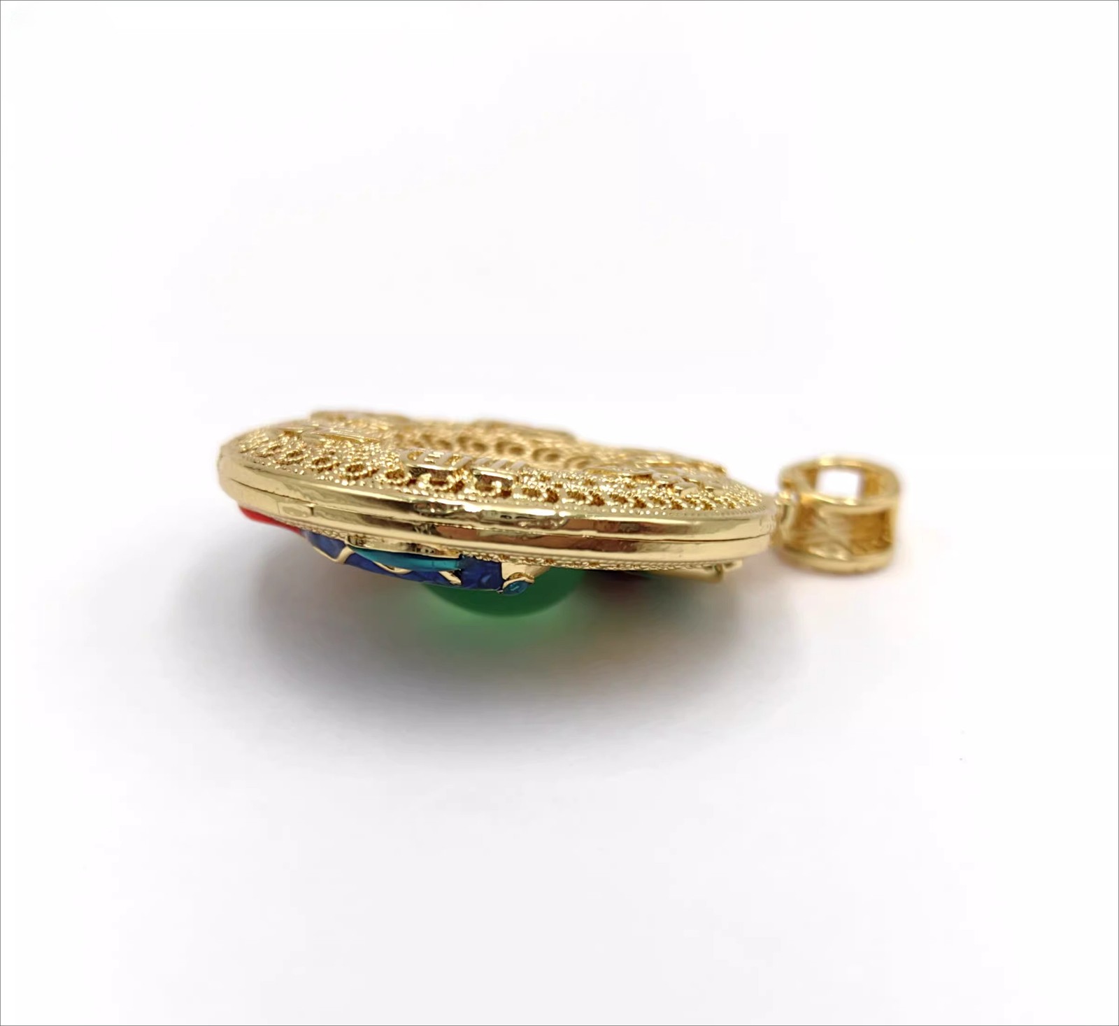 BN Nature Jade Vase Pendant Necklace Jewelry charm Blessing Lucky tune