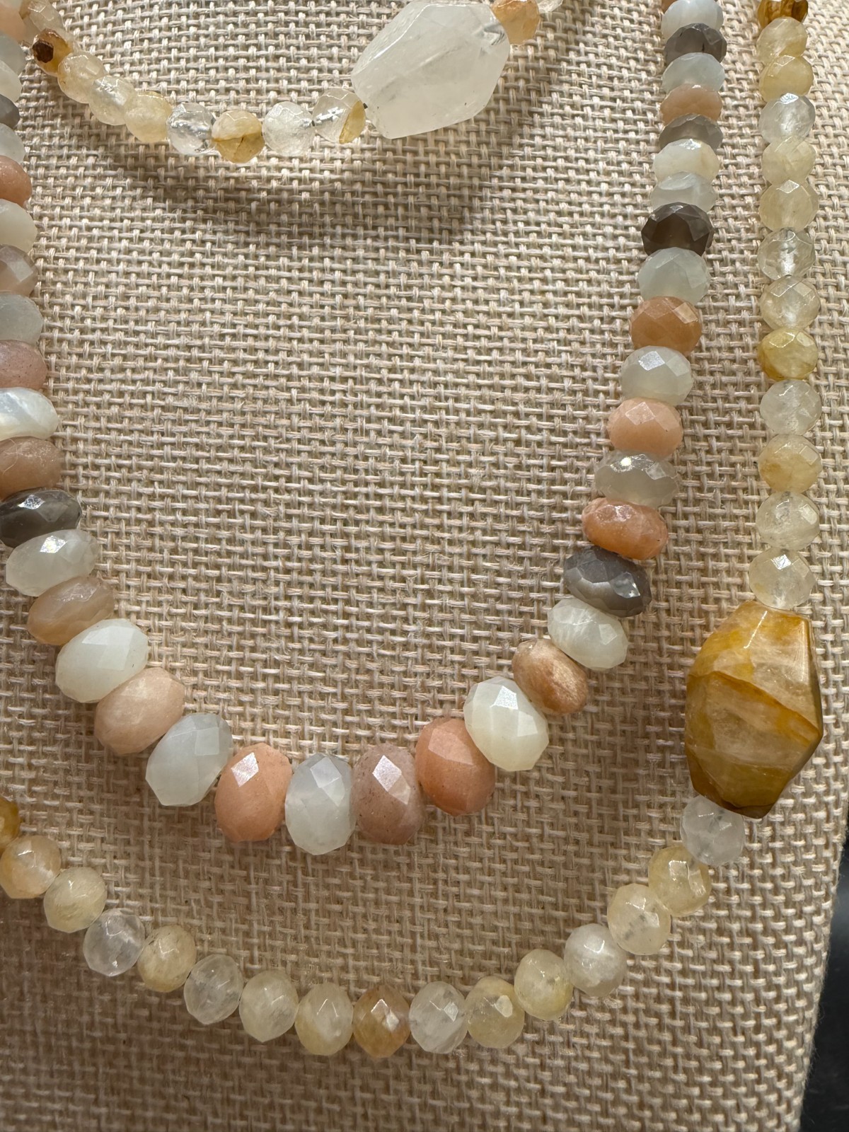 Set of 2 Flower Agate Layering Necklaces Sterling Silver Natural Gemstones