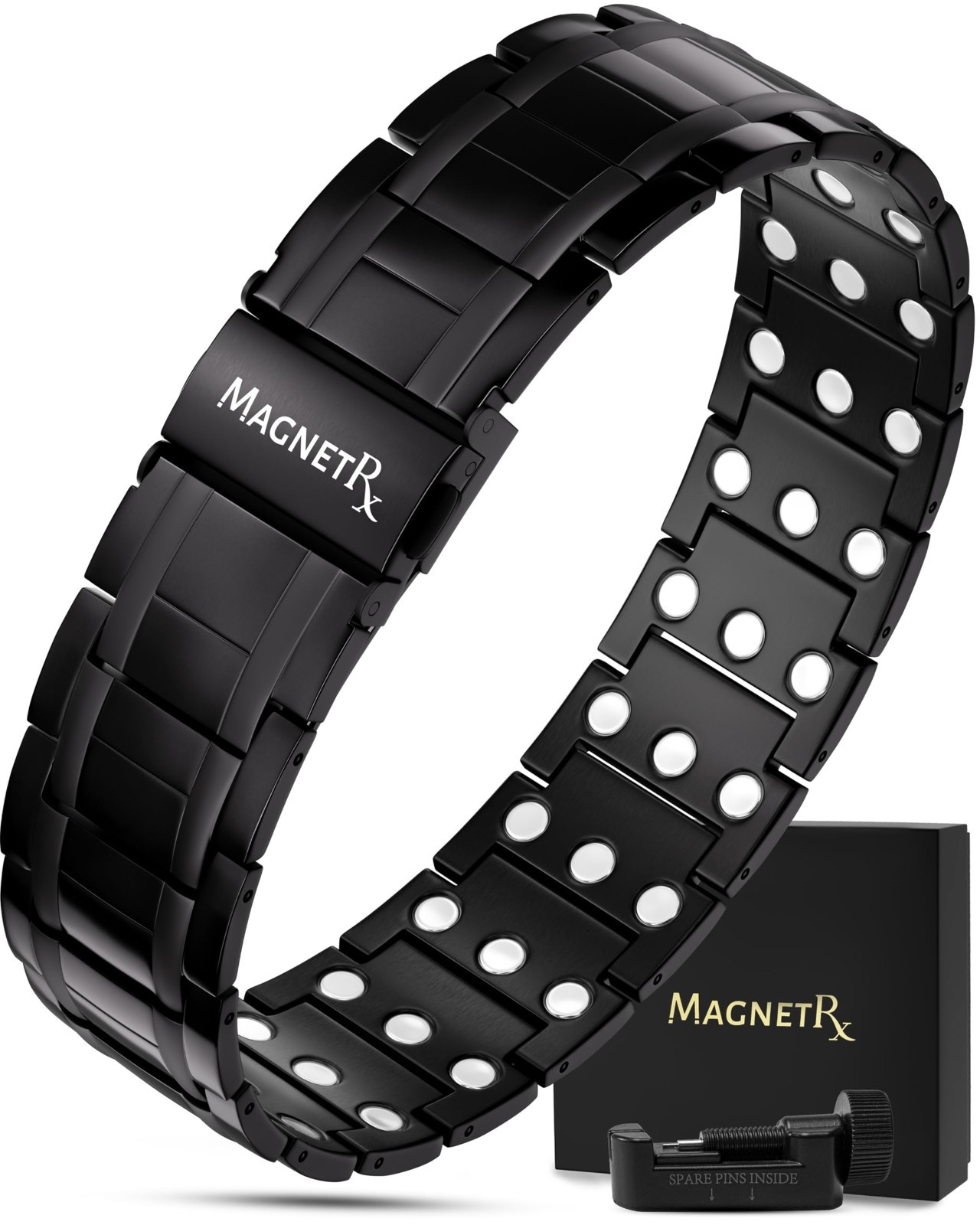 3X Strength Magnetic Bracelet for Men – Titanium Adjustable with Clasp & Gift Bo