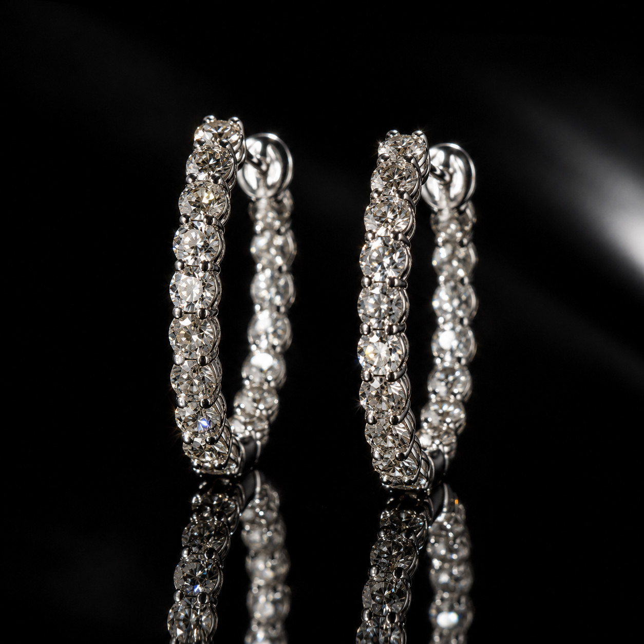 925 Sterling Silver Diamond Hoop Earrings White Gold Plated CZ Huggie Hoops