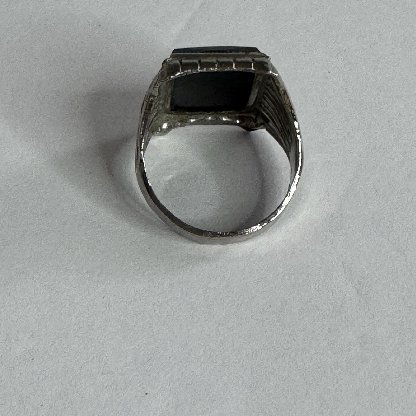 Vintage Art Deco Intaglio Hematite Ring Roman Soldier Size 9 Mens 70s