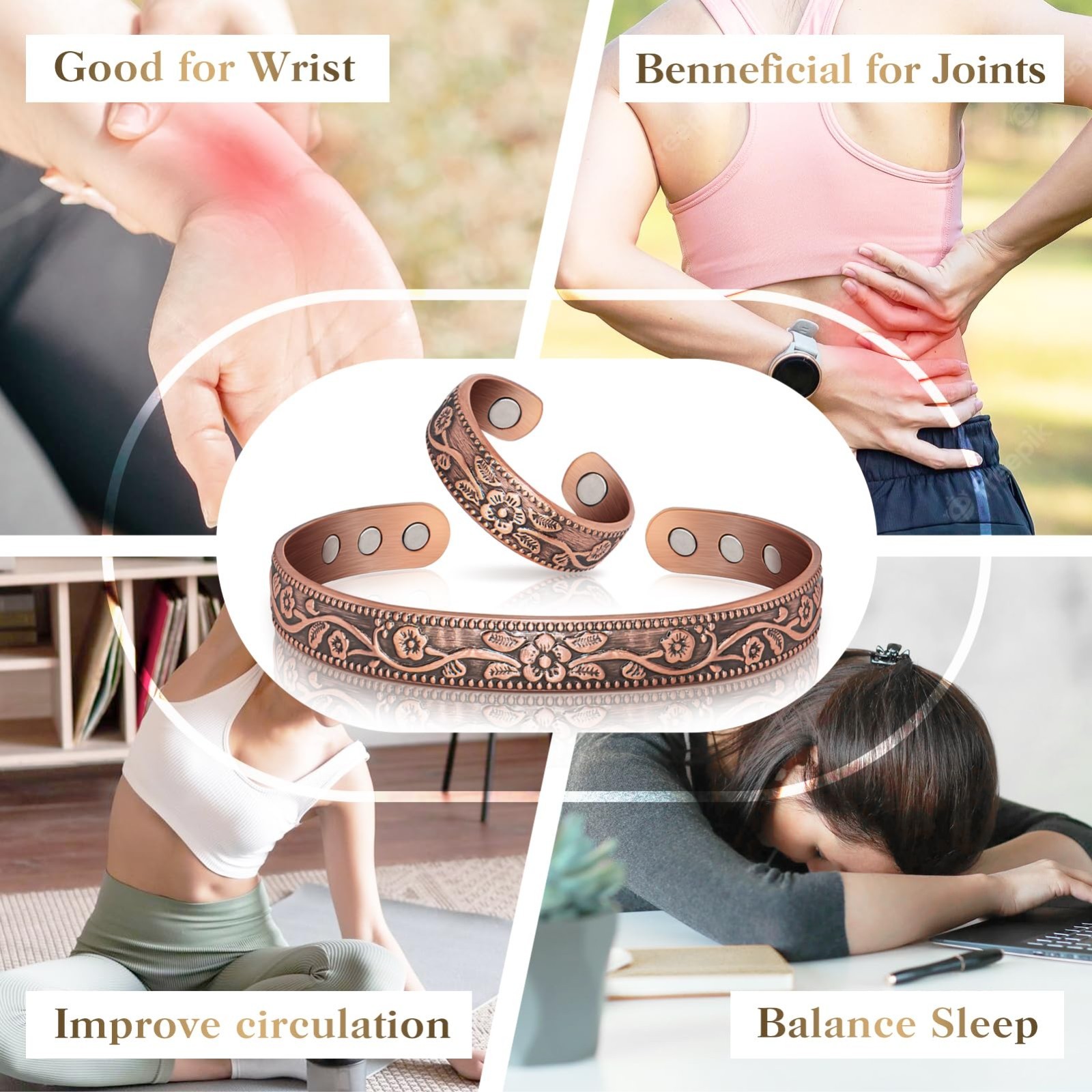 Lymphatic Drainage Ring & Copper Bracelet Set – Magnetic Detox Jewelry Gift for