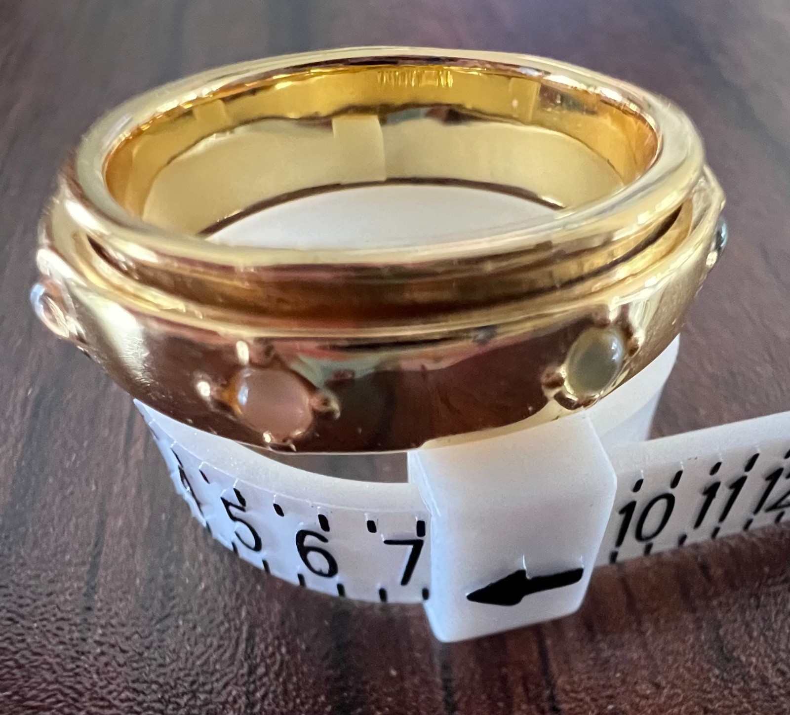 Pura Vida Mental Health Awareness Fidget Spin Ring Gold Tone Band w/ Gems-Size 7