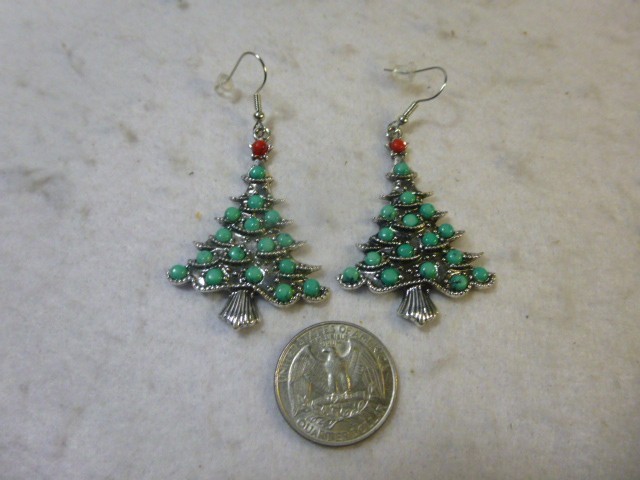 Cute Christmas Tree Southwestern Style French Hook Earrings