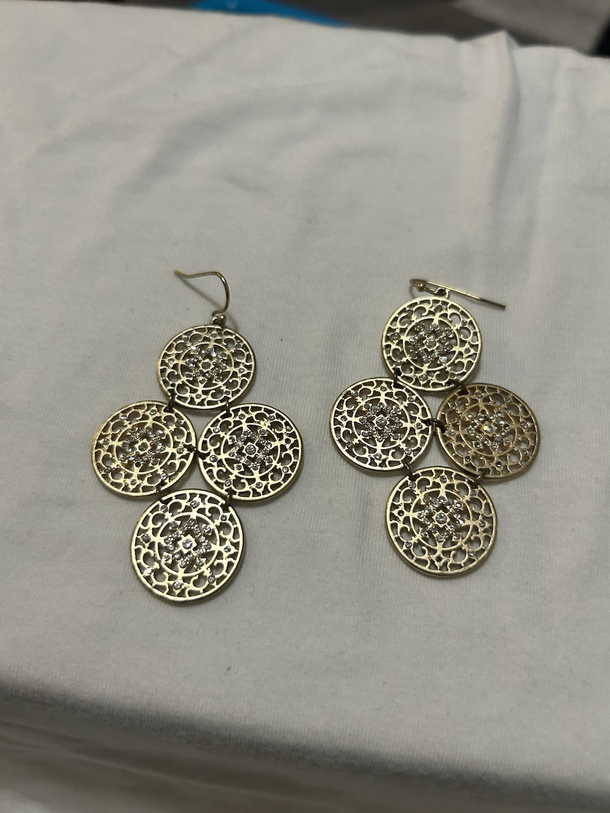 Filigree Disc Drop Statement Pierced Earrings