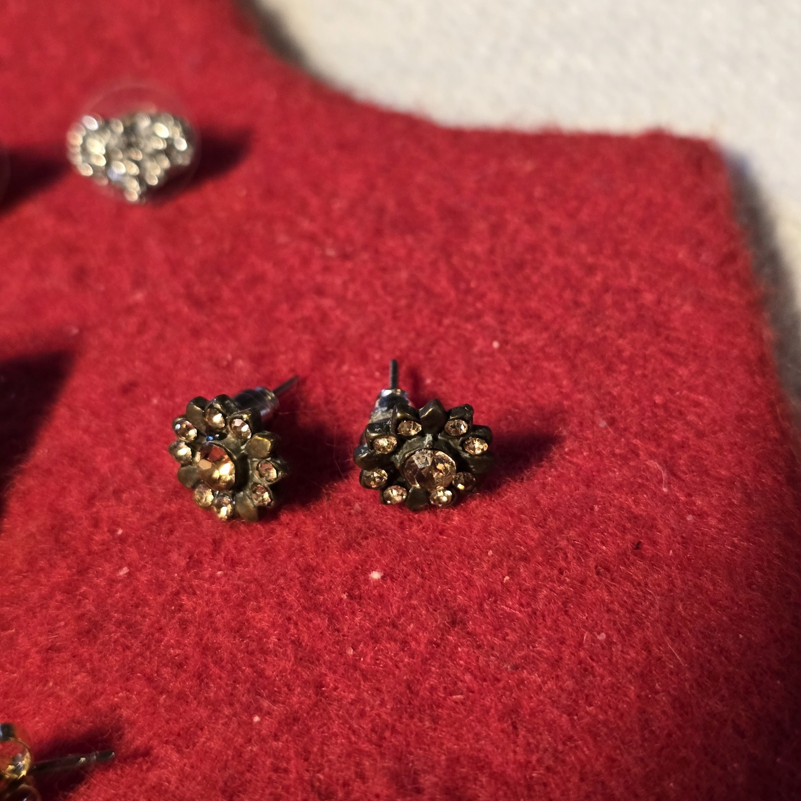 Lot of 8 Pair Stud Earrings Hearts Butterflies Rhinestone Spiral Mixed Styles