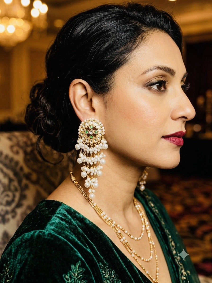 Pearl Long earrings With Tassels and Rhinestone Traditional Jewelry for women