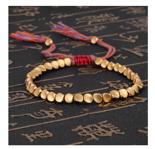 Handmade Tibetan Buddhist Braided Cotton Copper Beads Lucky Rope Bracelets Gift