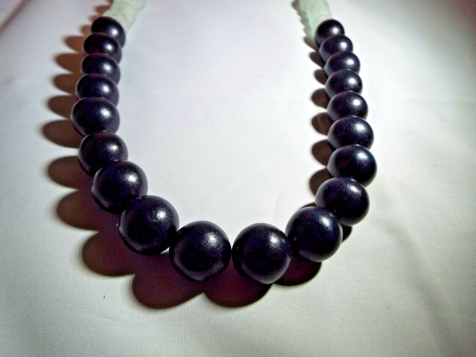41″ LONG BOHO NECKLACE BY INK ALLOY, BLACK WOOD AND ROUGH CUT STONES ?. UNIQUE