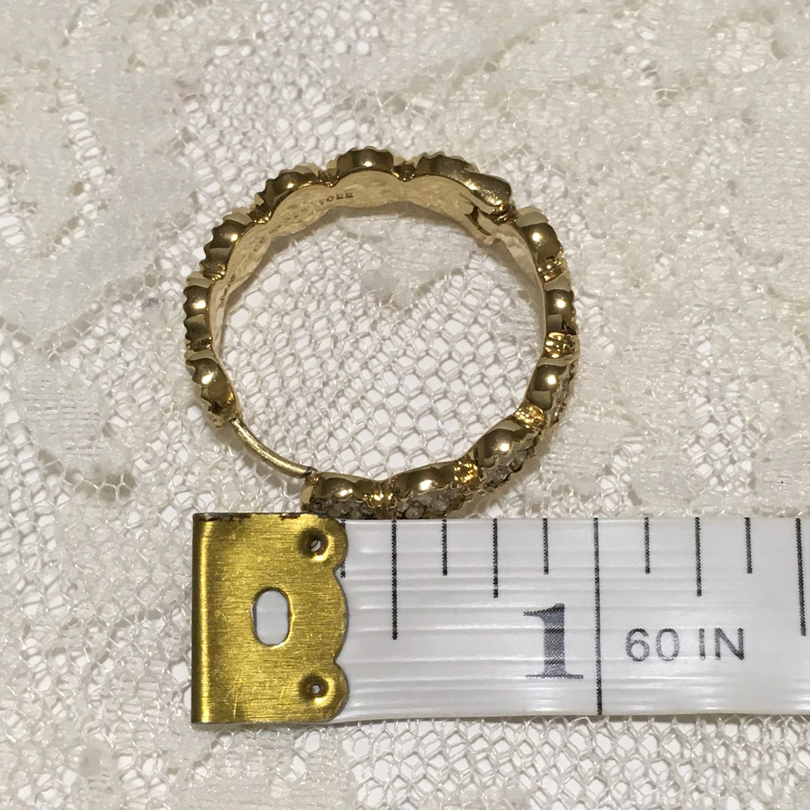 Kate Spade Hoop Earrings Rhinestones Gold Tone Hinged Pierced Everyday Wear