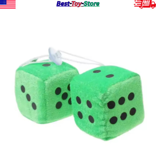 2PCS Plush Fuzzy Dice Car Rear View Mirror Decoration