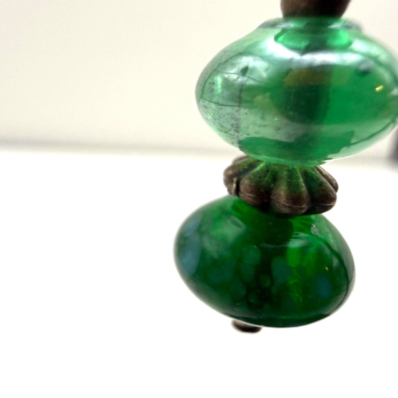 Handmade Green Glass Beaded Dangle Earrings Fashion Jewelry Boho Long Drop