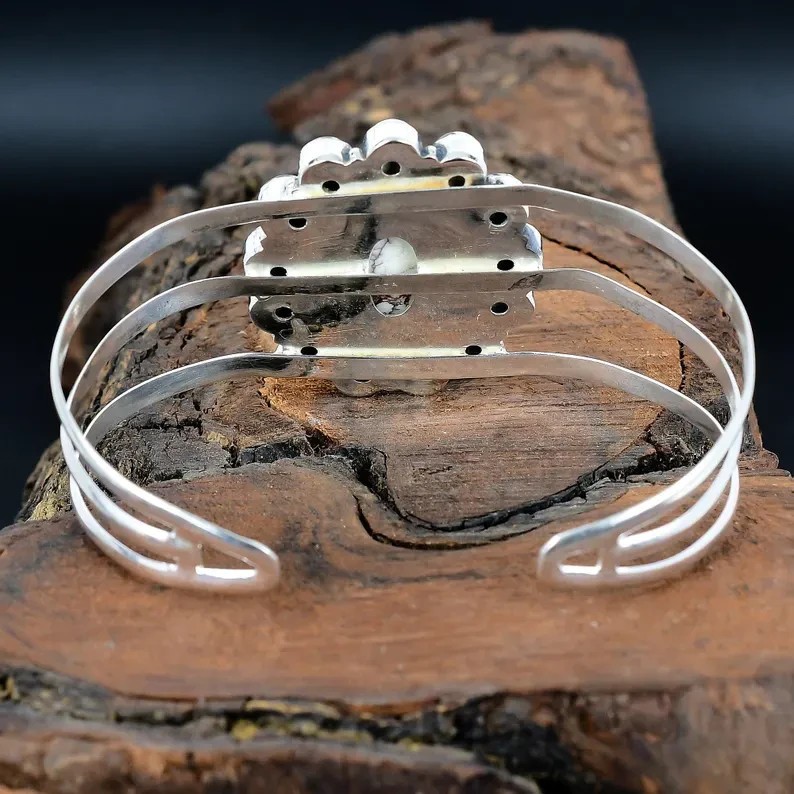 925 Sterling Silver Turquoise Adjustable Handmade Cuff Bangle silver plated