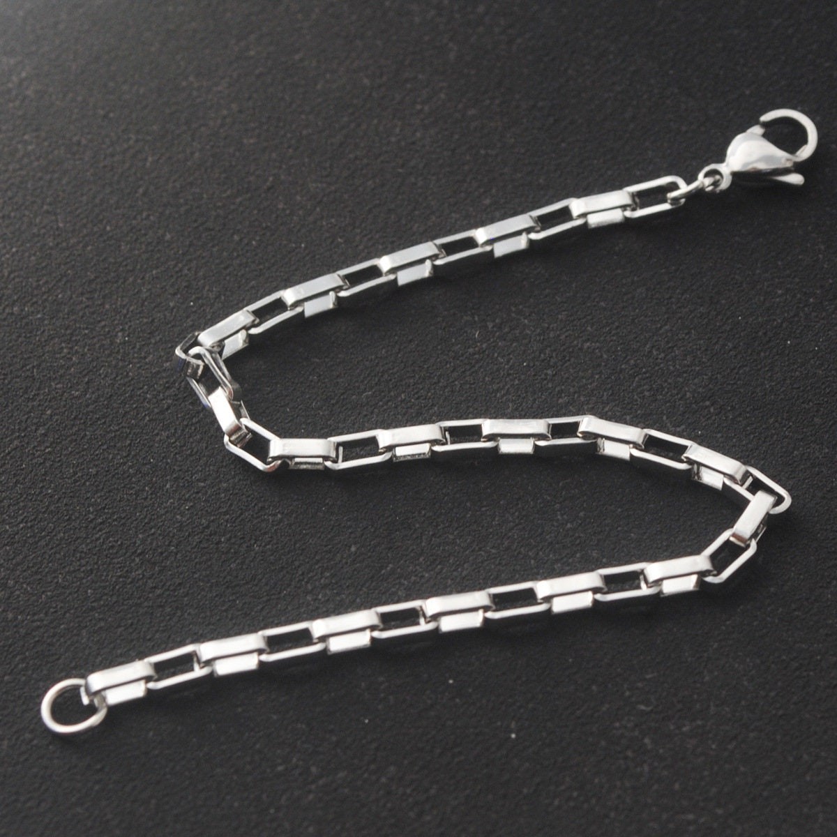 2 or 5 PCS Stainless Steel Rectangle Box Chain Bracelet, Ready to Use for DIY,