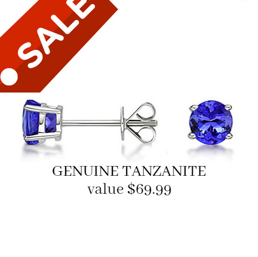 925 Sterling Silver Genuine Tanzanite Round Gemstone 4.00CT Women’s Earrings