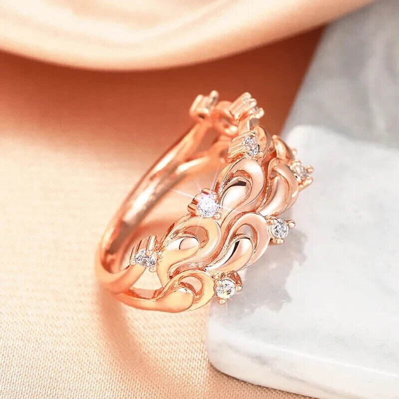 Round Cut Simulated Diamond Women’s Gorgeous Wedding Ring 14k Rose Gold Plated