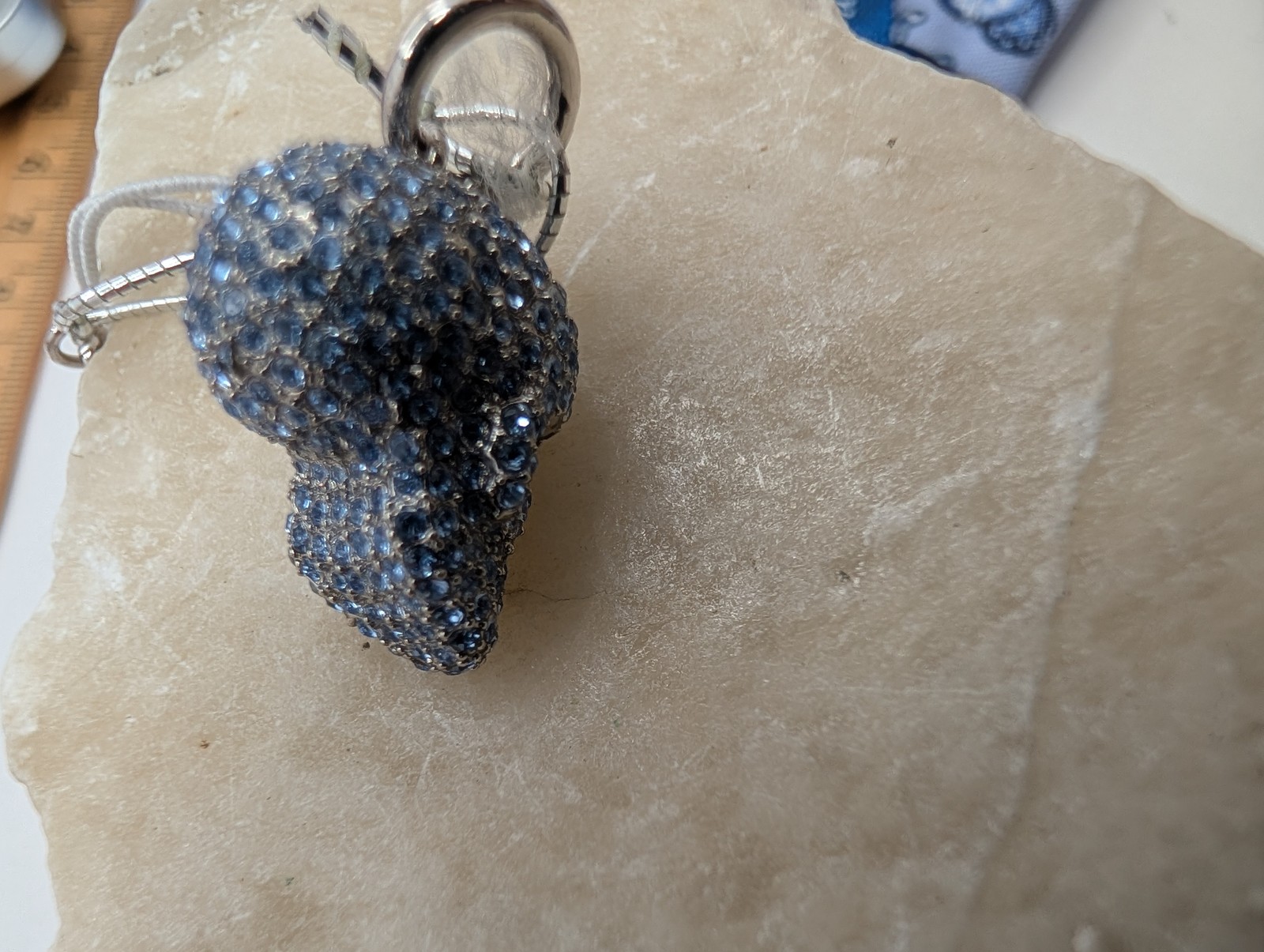 COACH NWT Blue Pave Crystal Skull Charm Silver Tone Sparkly RARE READ