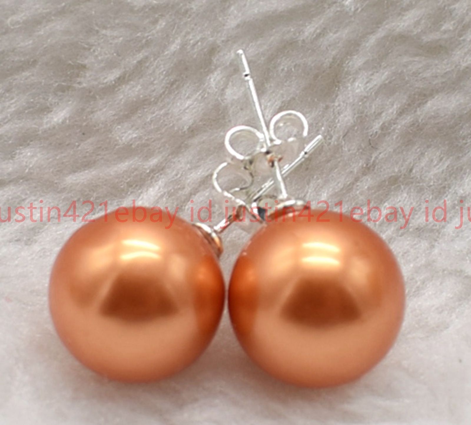 8/10/12/14mm Natural Multicolor Round Shell Pearl Beads 925 Silver Stud Earrings