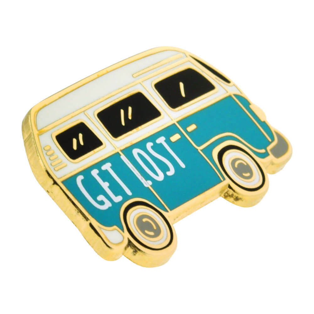 PinMart’s Get Lost Vintage Hippie Van Outdoor Lover Retro Enamel Lapel Pin