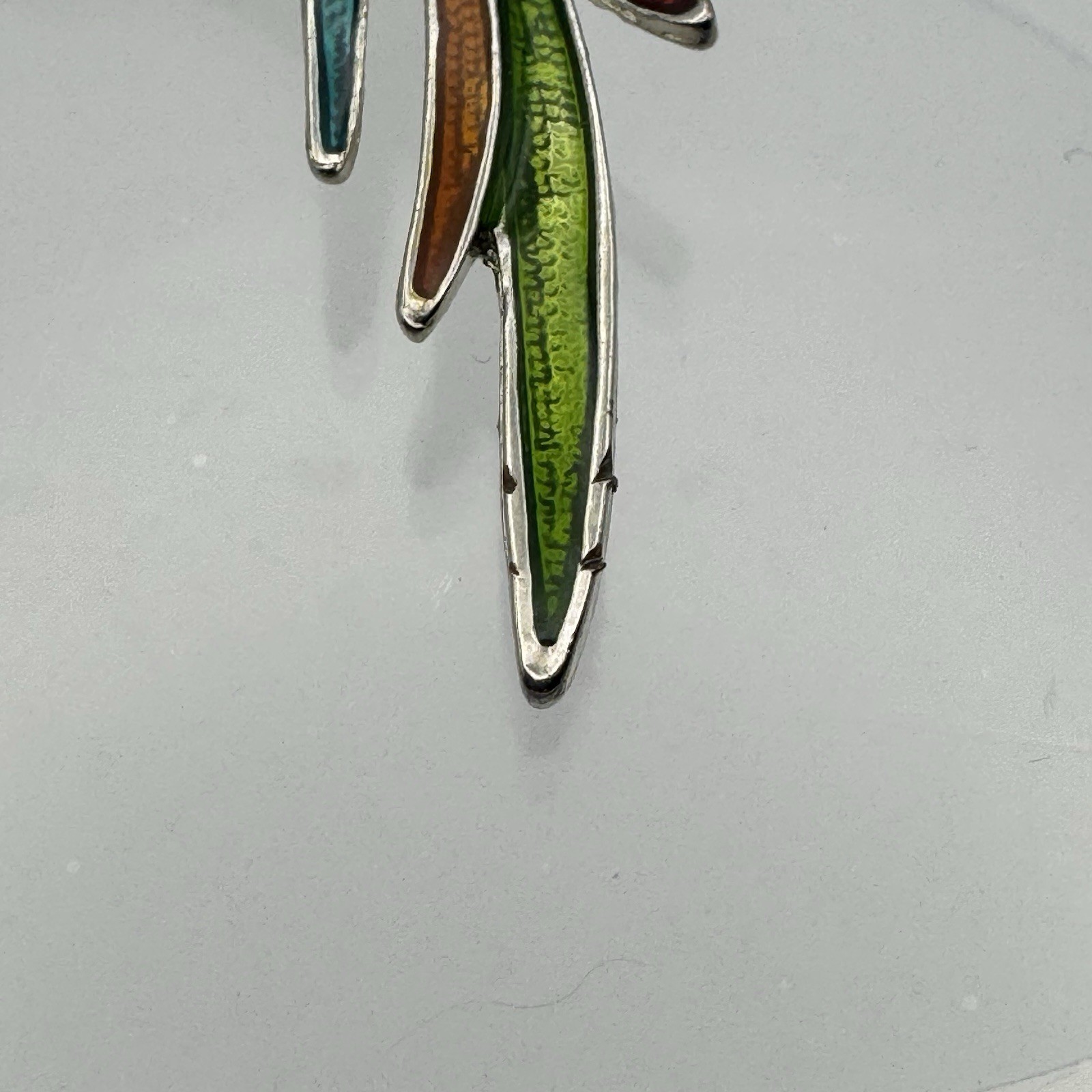 Silvertone Multicolor Enameled Rhinestone Parrot Bird Metal Brooch Pin