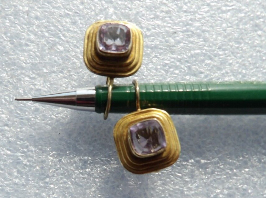 Gold Plated 925 stamped 92.5% sterling Silver Earrings with pink stones