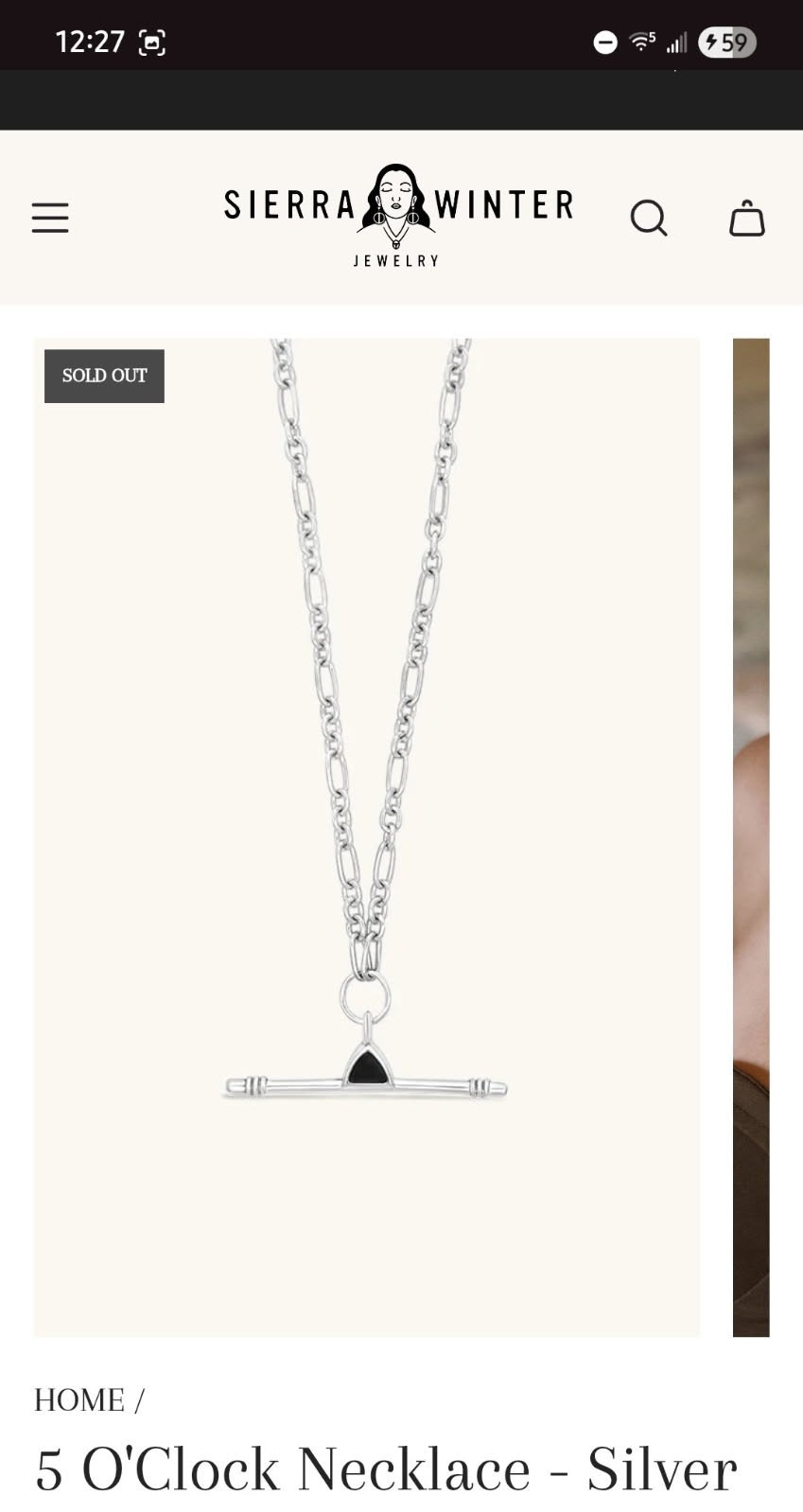Sierra Winter Jewelry 5 O’Clock Necklace Sterling Silver Turqoise Onyx Brand New