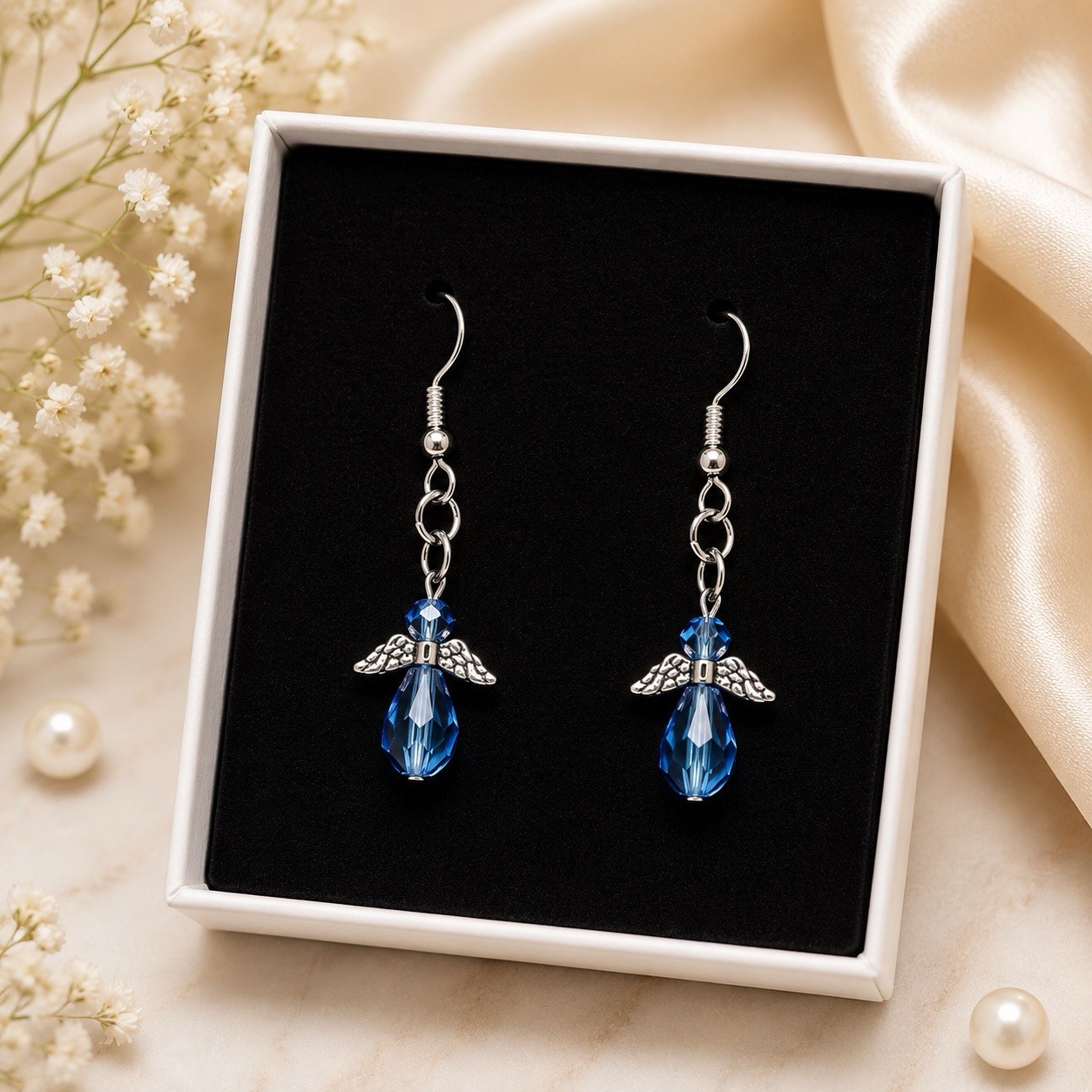 Blue Angel Charm Earrings