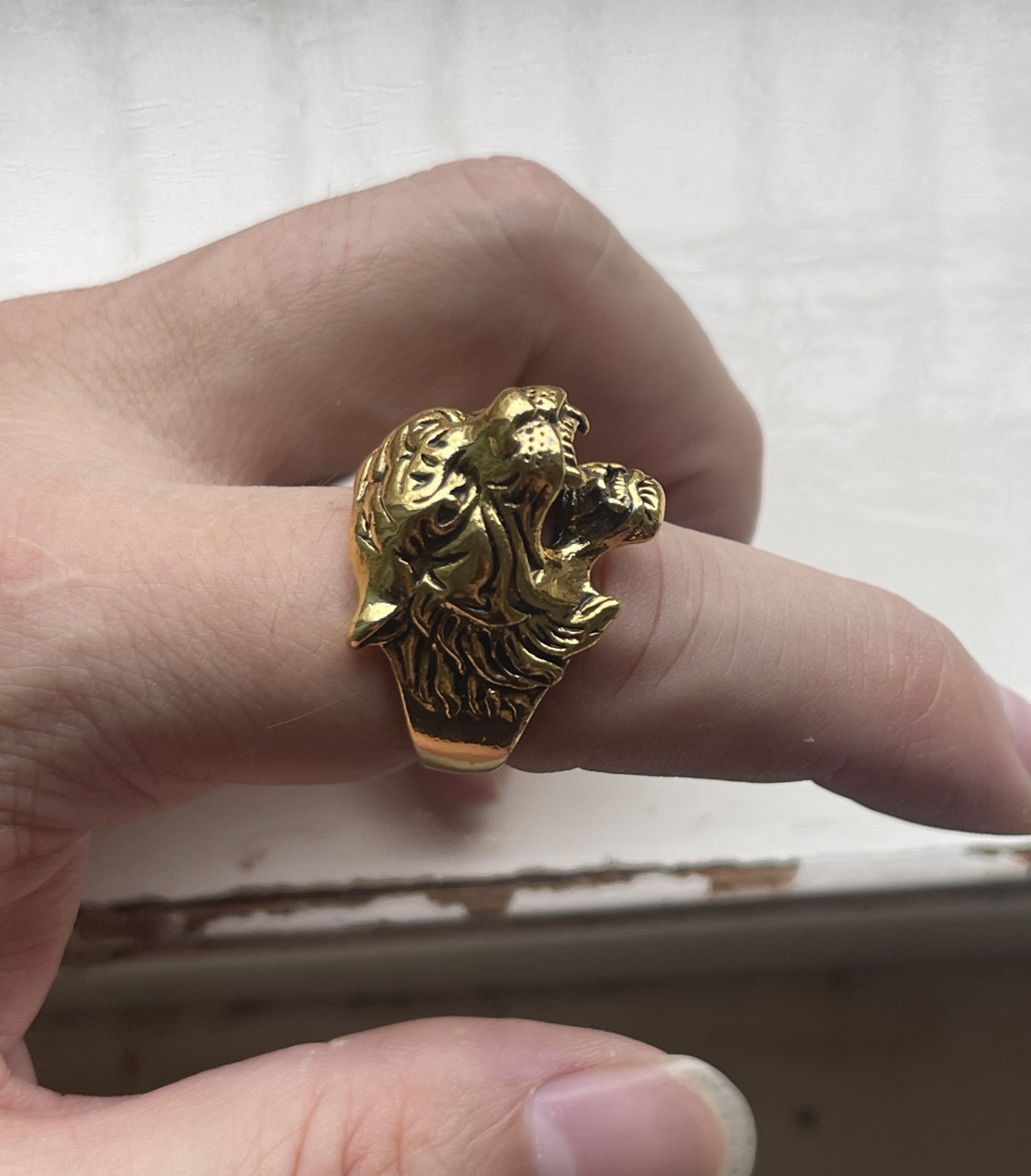 High Detail Brass Tiger Ring Biker Rock Punk Jewelry One Size Fit All