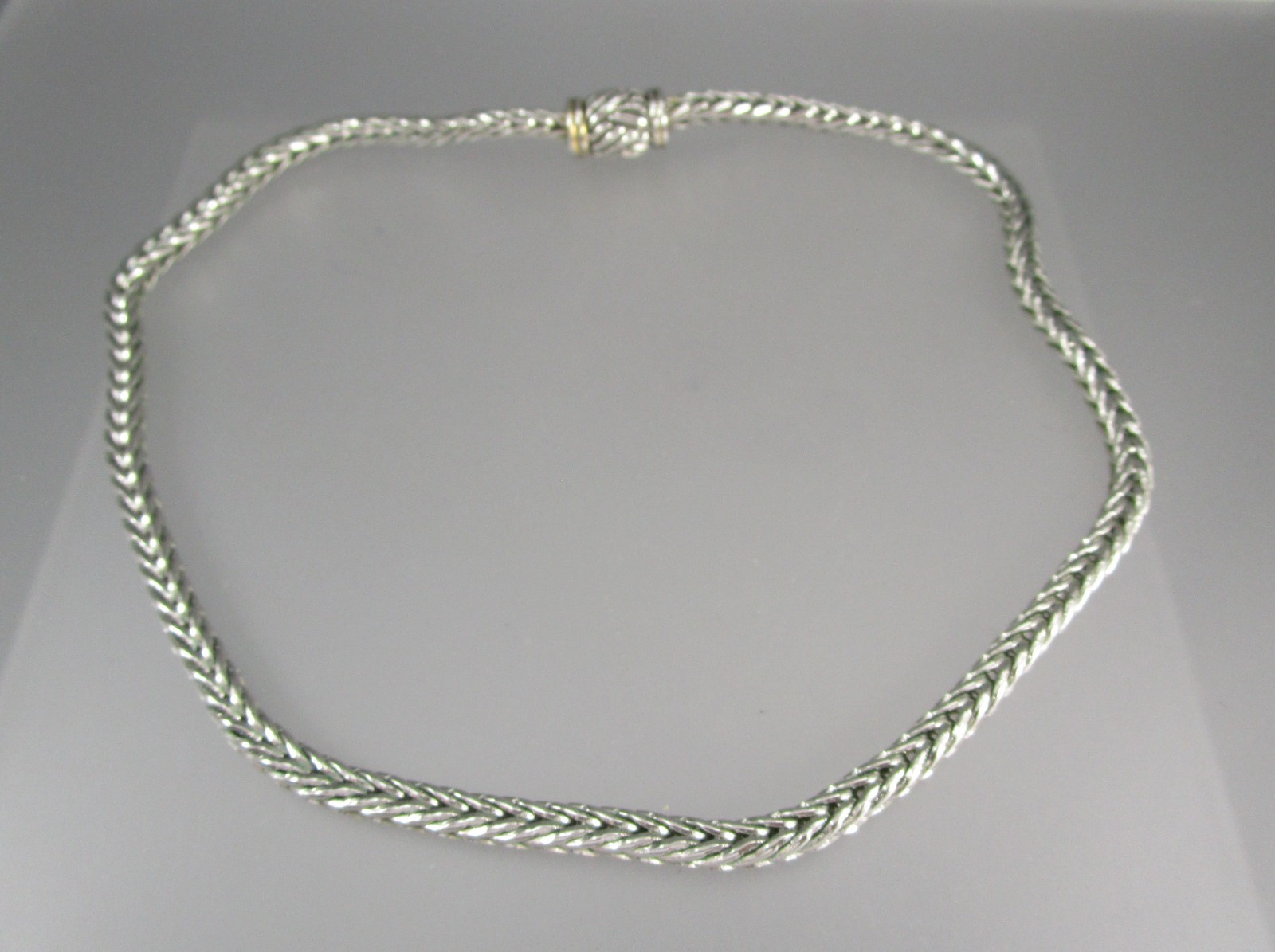 Silver Tone Wheat link Chain 17″ Necklace Collar Magnetic Clasp 791