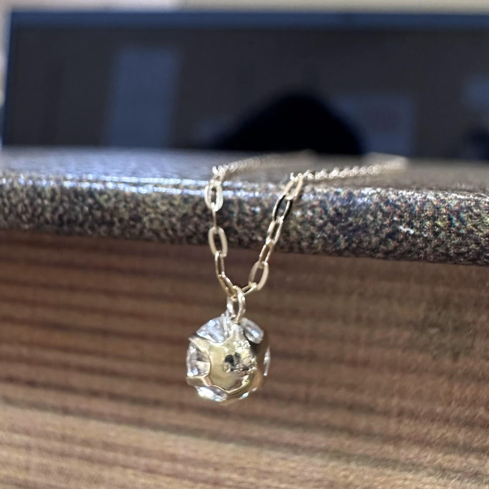 K18 Natural Diamond Necklace 0.44ct Azuki chain 40cm　Comes with a GIA certifica