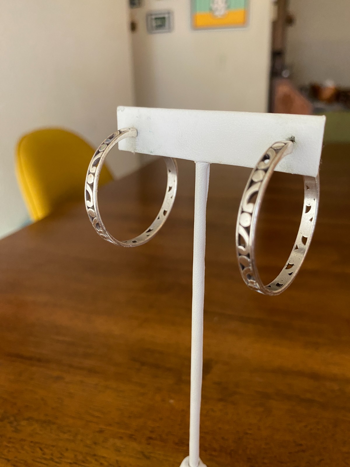 Brighton Contempo Large Hoop Earrings Silver Tone 1.5″ Long