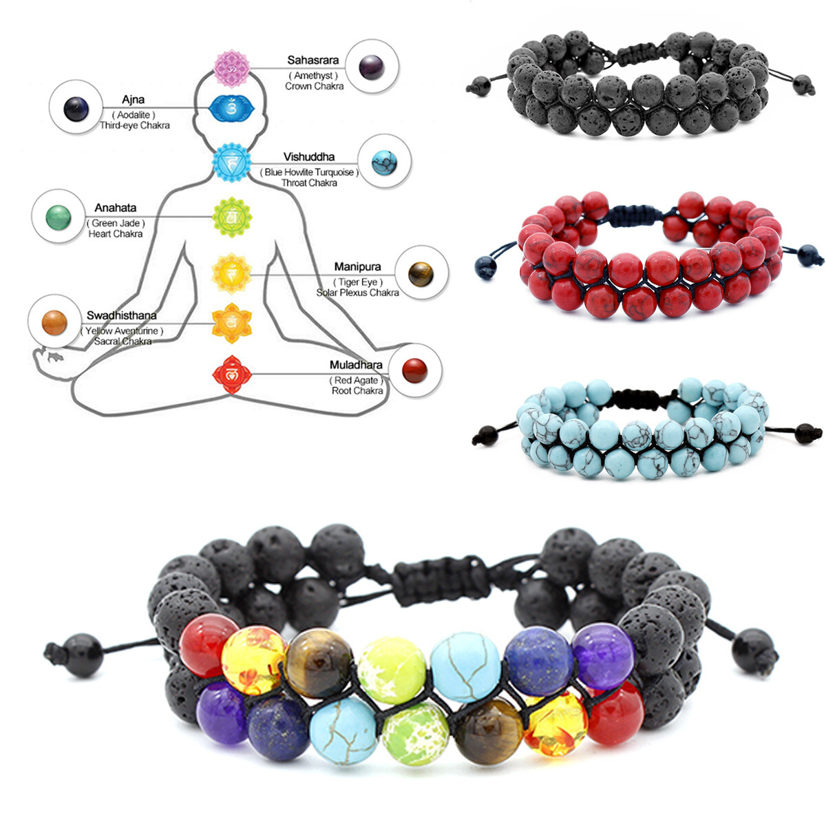 Wholesale Mixed Beaded Bracelet Natural Stone Stretch Women Men Bracelet Jewelry