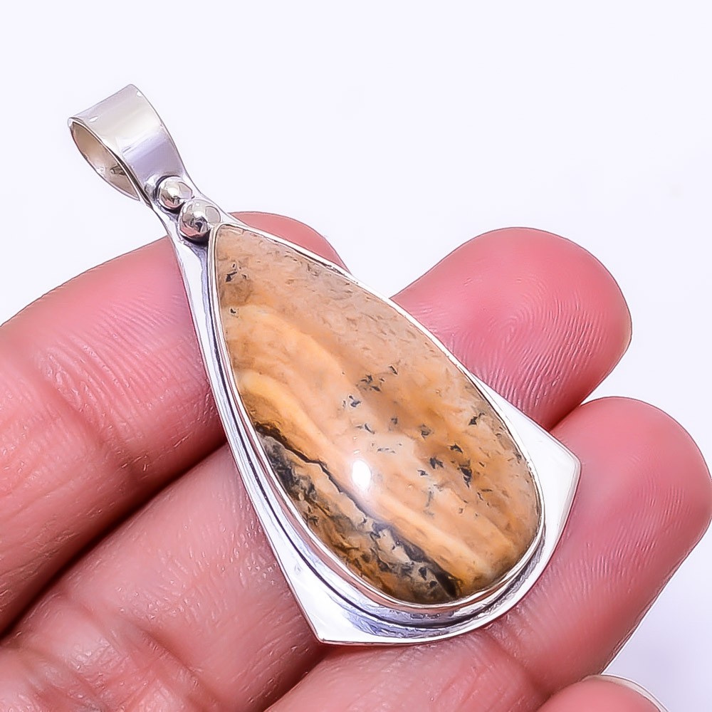Picture Jasper – Oregon 925 Sterling Silver Pendant 1.95″ P40, Christmas Gift
