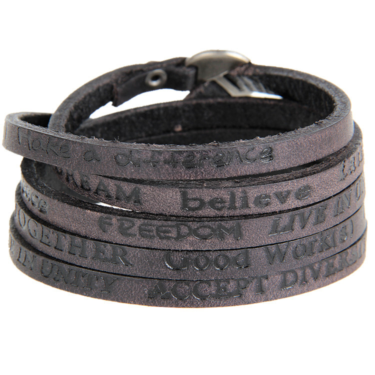Leather Wrap Bracelets Trendy Stackable Cuff Adjustable Wirstband For Men Women