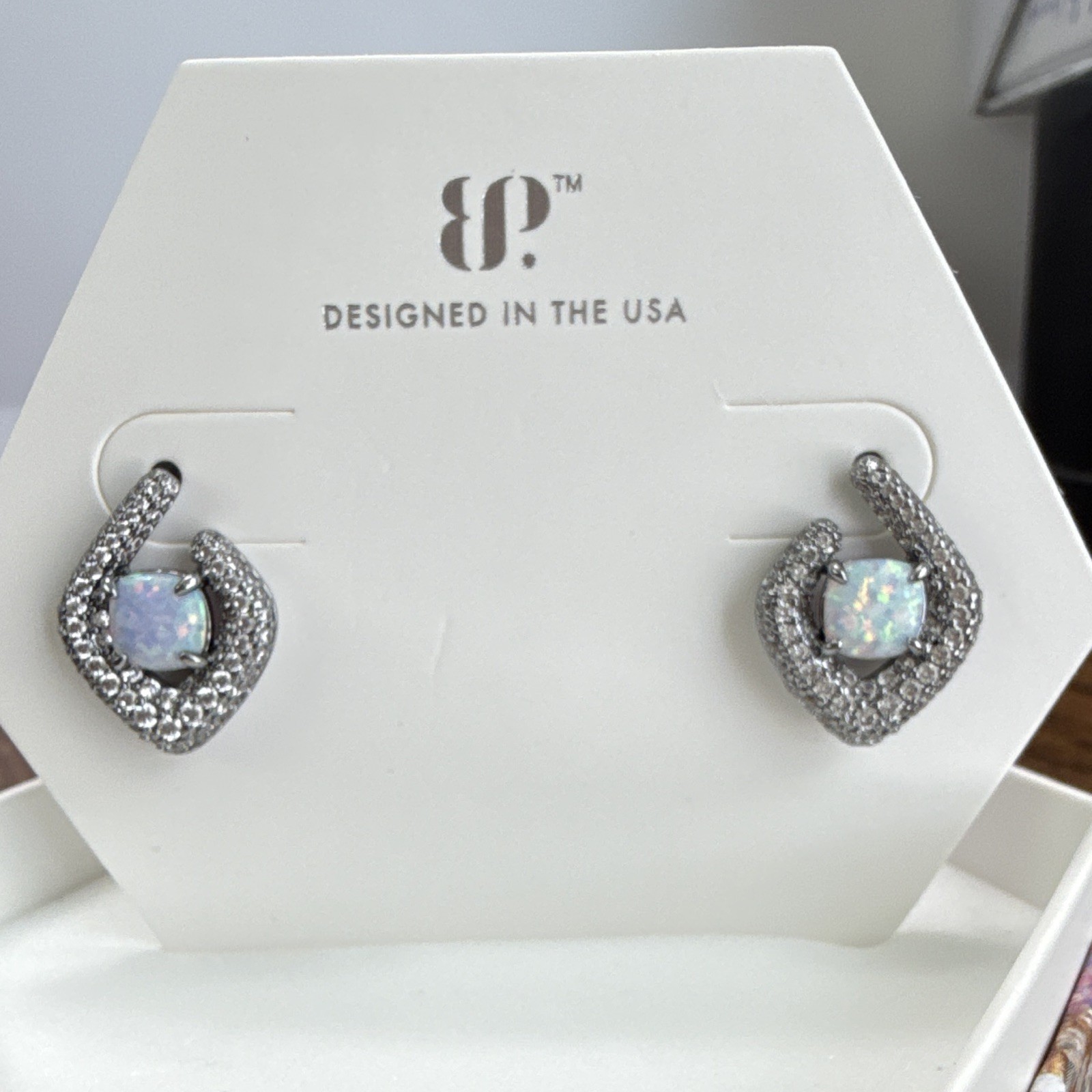 Bomb Party October 2025 Earrings – Beneath the Glimmer white opal hematite