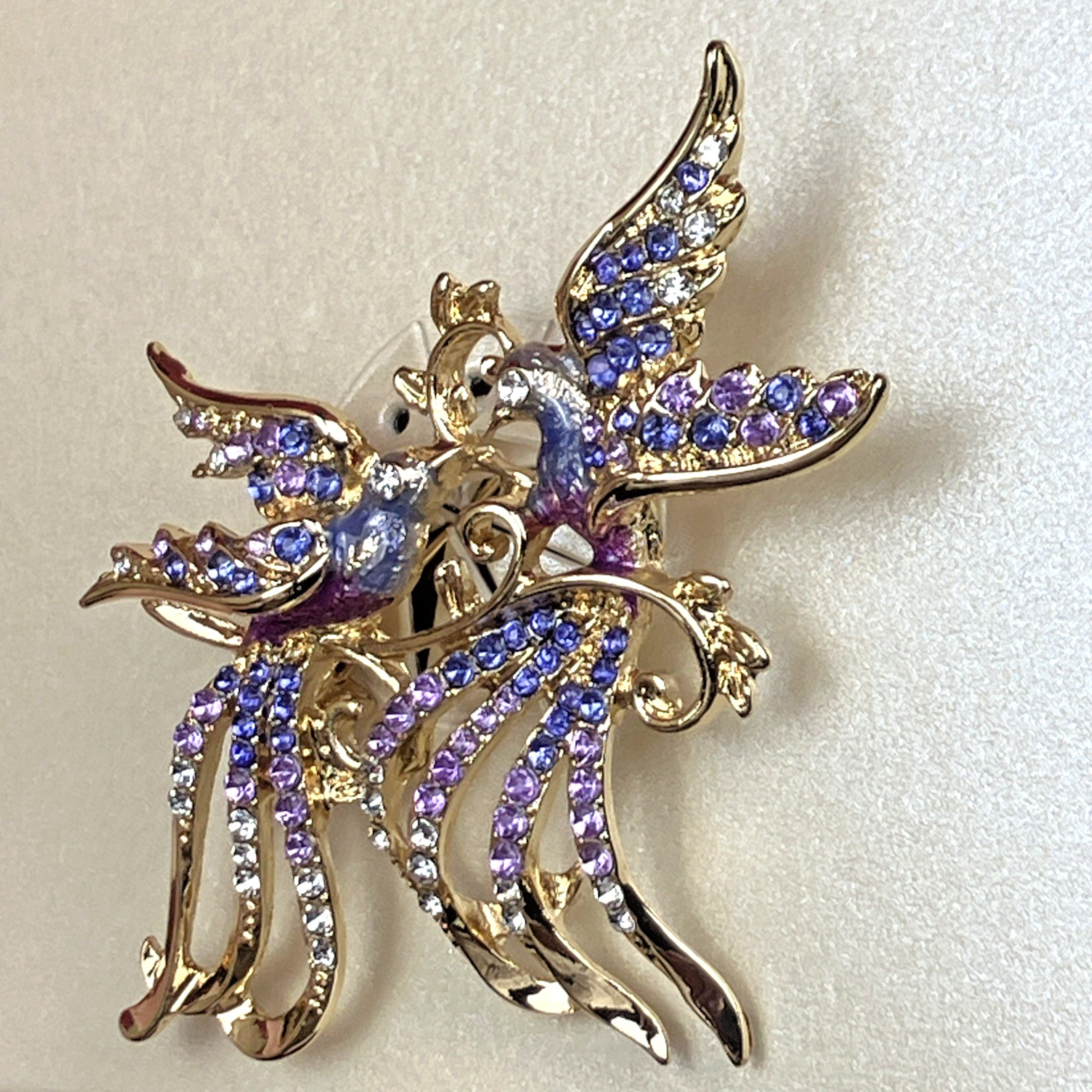 Anne Klein Multi Stone Love Birds Purple Motif Pin NIB Orig. $32
