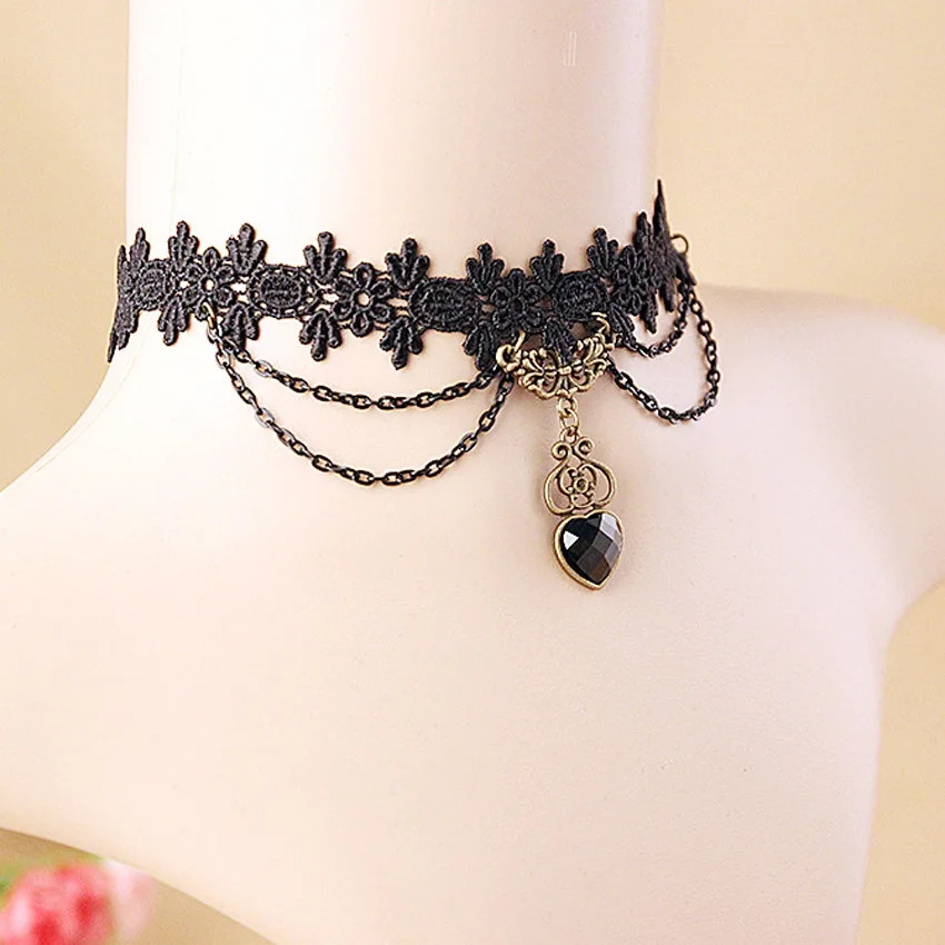 Lady Chokers Leaf Tassel Women Neck Jewelry Accessory Girl Lace Gothic Vintage S