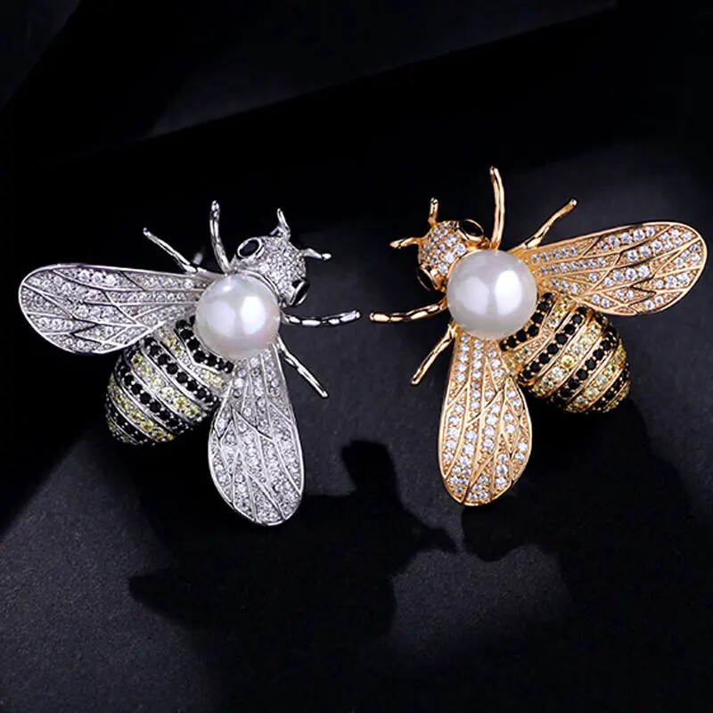 Women Fashion Bee Brooch Crystal Rhinestone Animal Pin Party Corsage Jewelry