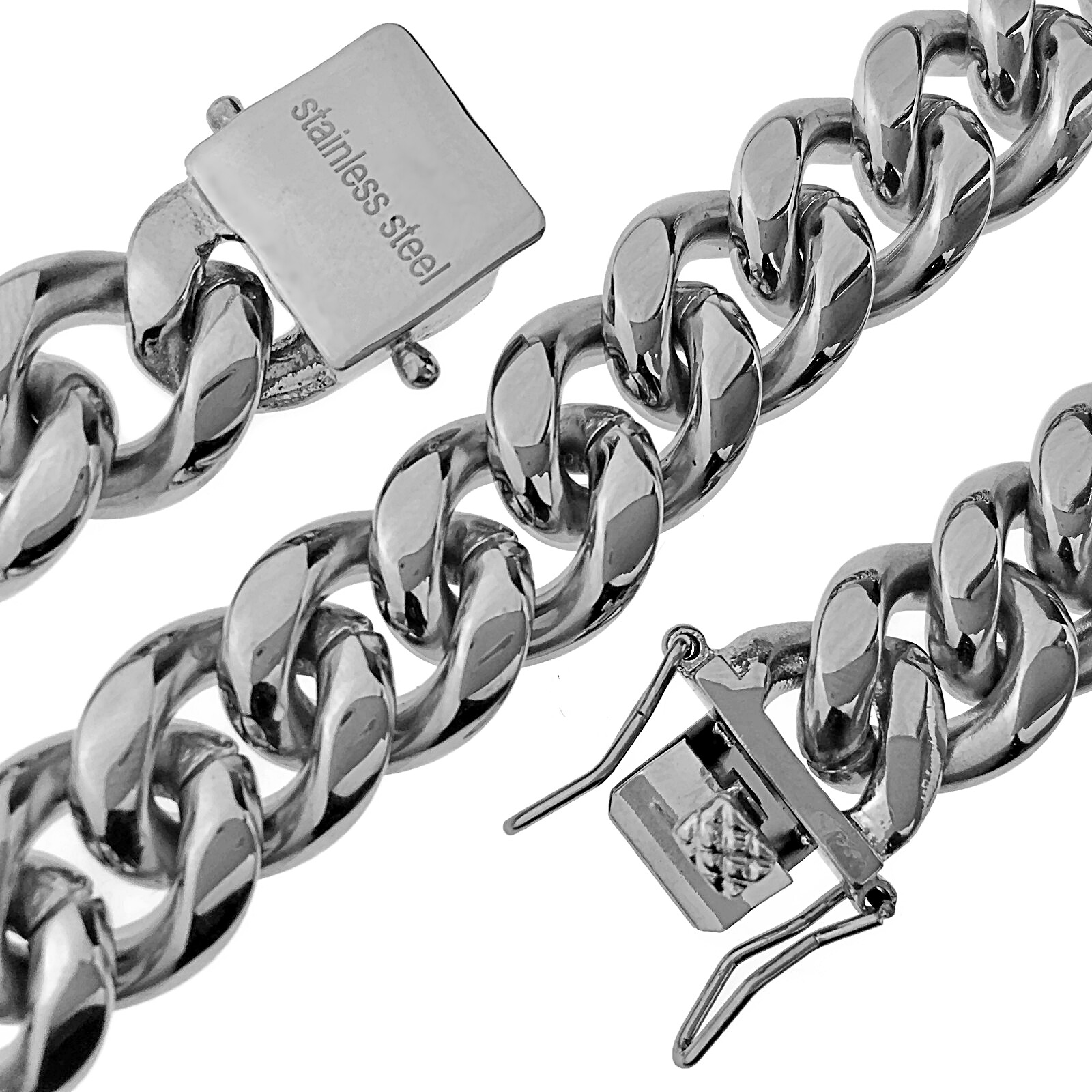 Mens 18″ In Choker Chain Stainless Steel 14MM Cuban Link Heavy Hip Hop Necklace